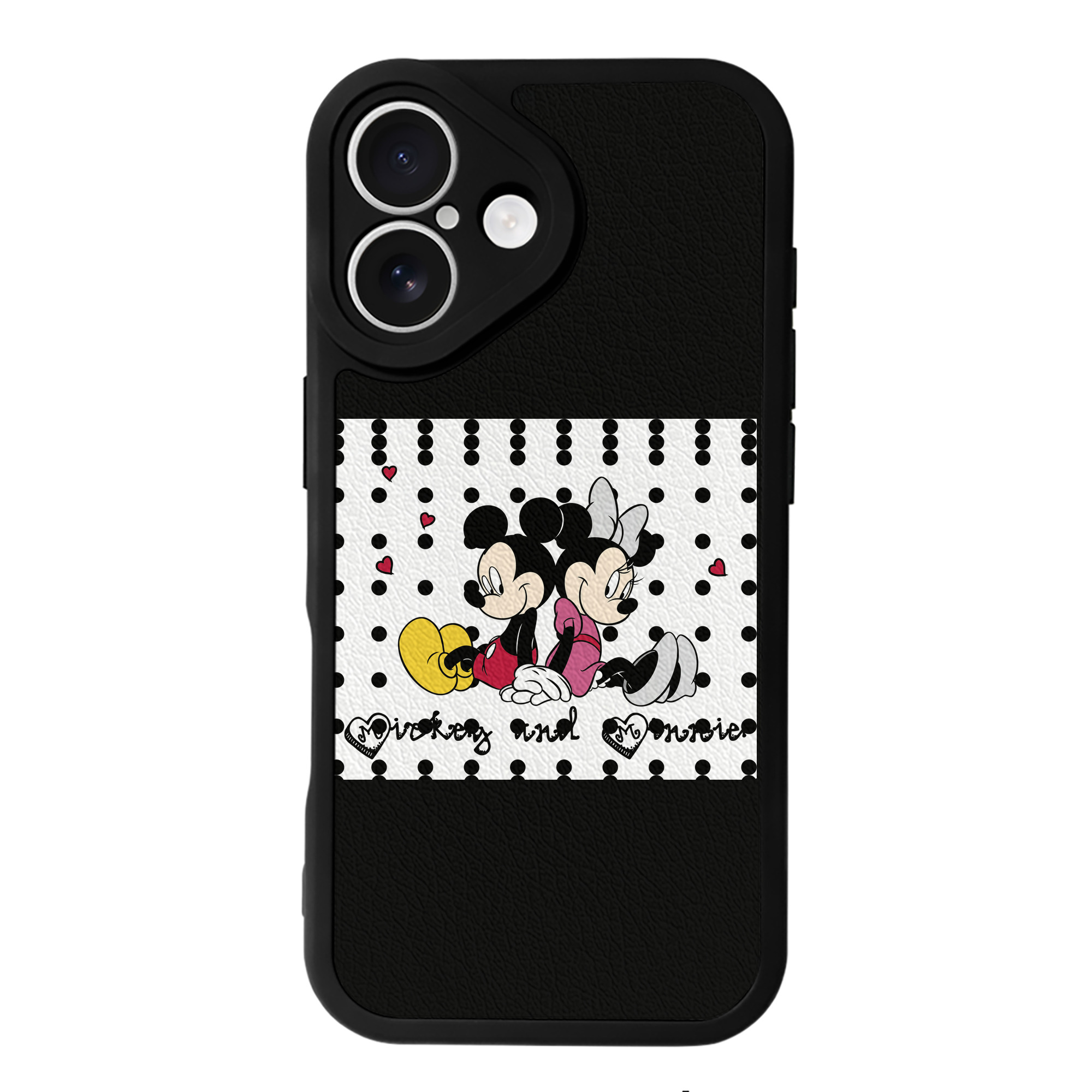 （画像用） ミッキーマウス Mickey Mouse 【iPhone 16シリーズ対応】シリコンスマホケース（レザー調） 材質：シリコン